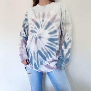 PINK Victoria's Secret Tie-Dye Crew Neck Sweater - Blue and Purple